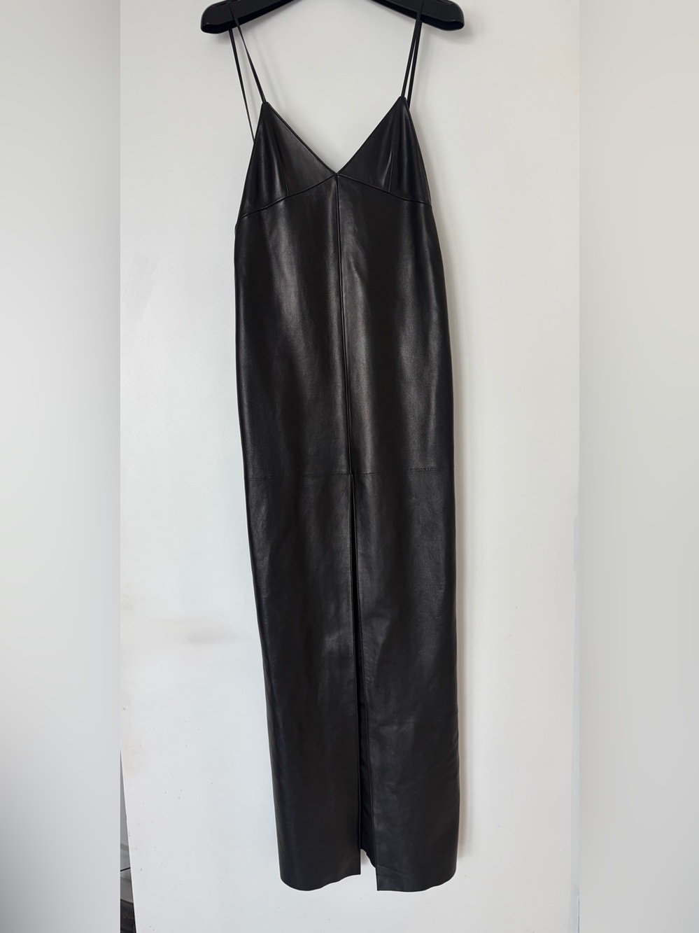 Saint Laurent Black Leather Maxi Slip Skirt